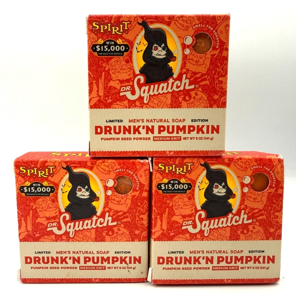 3 PACK Dr. Squatch Spirit Halloween Drunk'n Pumpkin Limited Edition 2025